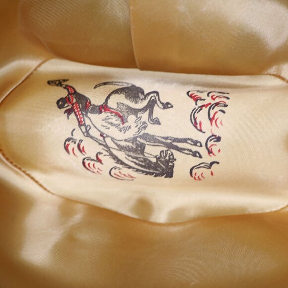 Vintage Eddy Bros Felted Wool Cowboy Western Hat Beige Feathers  Bullrider JR. - Picture 11 of 14
